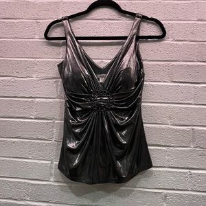 Cache pewter lurex top embellished